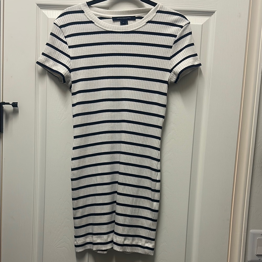 French Connection Navy and White Striped Mini Dress